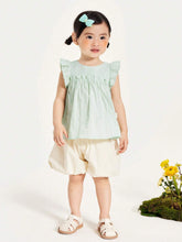 Mini Bala Girls Short Sleeve Shirt 2024 Summer New Baby Cotton Breathable Solid Color Top